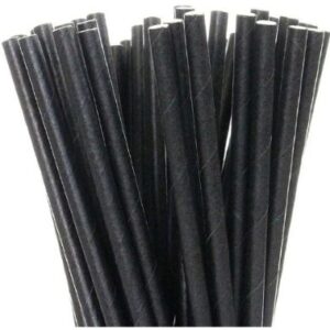 Bombilla Papel Negro 12 Uni