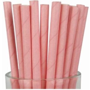 Bombilla Papel Rosado 12 Uni