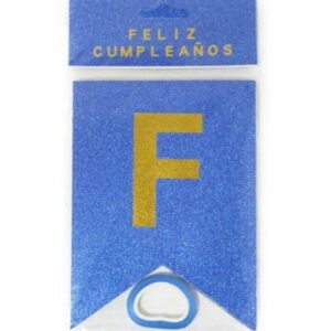 Guirnalda Feliz Cumpleaños Azul Oro Glitter