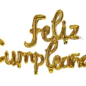 Globo Metálico Feliz Cumpleaños Cursiva Dorado