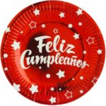 Plato Feliz Cumpleaños Rojo 6 Uni
