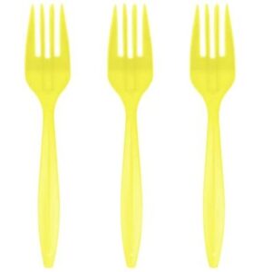 Tenedor Plástico Amarillo 20 Uni