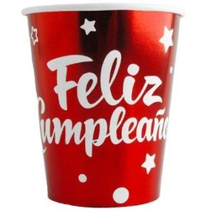 Vaso Feliz Cumpleaños Rojo 6 Uni